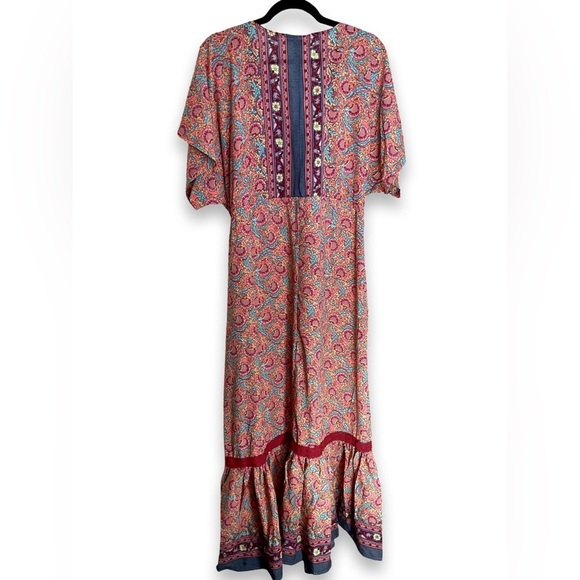 [ ANTHROPOLOGIE BOEMO ] Multi-patterned Flowy Cotton Maxi w/Ruffle Hem : Med - Picture 4 of 4